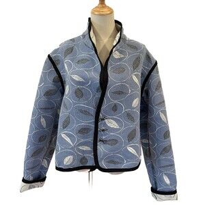 Beluva San Fransisco Reversible Jacket Blue White Leaves M/L Artsy